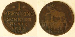ANHALT BERNBURG 1 Pfennig 1753 IHS - Copper - Viktor II Friedrich - 354