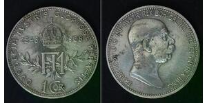 AUSTRIA 1 Corona ND(1908) - Silver 0.835 - 60th Ann. of Reign - VF - 402