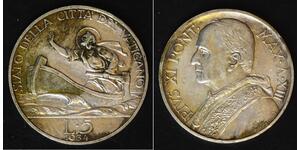 VATICAN 5 Lire 1934 / XIII - Silver 0.835 - Pope Pius XI. - VF - 3103