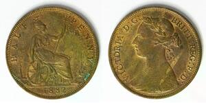 GREAT BRITAIN 1/2 Penny 1882 H - Bronze - Victoria - aUNC - 2223