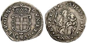 1648,ITALIEN. Genua. Dogi Biennali, 1528-1797. 1 Lira 1648. 6.96 g. Lunardi 283. Schrötlingsfehler am Rand / Flan defect at the edge. Sehr schön / Very fine. (~€ 350/USD 405)