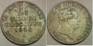 PRUSSIA 2-1/2 Groschen 1848 A - Billon 0.375 - Fried. Wilhelm IV. - VF/XF -2610*