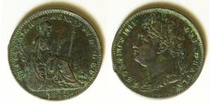 GREAT BRITAIN 1 Farthing 1822 - Copper - George IV. - VF - 3371
