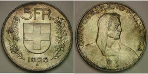 SWITZERLAND 5 Francs 1926 B - Silver 0.9 - VF/XF - 358 *