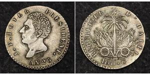  
 
  Urcaquary 1829, Haiti (Republic), Jean-Pierre Boyer. Large Silver 100 Centimes Coin. XF-AU!  References: KM-20.  Denominations: 100 Centimes  Mint Year: 1827 (Year 24 of the French Revoluti ...