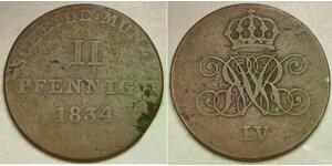 HANNOVER (German Kingdom) 2 Pfennig 1834 A - Copper - William IV. - VF- - 846 *