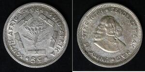 SOUTH AFRICA 5 Cents 1964 - Silver 0.500 - VF - 1592