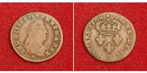  
  1708, Royal France, Louis XIV. Scarce Copper 2 Deniers Coin. Strasbourg  mint!   Mint Place: Strasbourg (BB)  Mint year: 1708 (2-year type!)   References: KM-309 ($20 in F!).   Denomination:  ...
