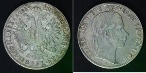 AUSTRIA 1 Florin 1859 A - Silver 0.900 - Franz Joseph I. - VF - 593