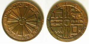 URUGUAY 1000 Pesos 1969 So - Bronze - F.A.O. - aUNC - 2497