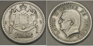 MONACO 1 Franc ND (1943) - Aluminium - Louis II. - VF+ - 2969 *