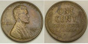 USA Wheat Ears Lincoln Cent 1924 D - Bronze - VF/XF - 3072 *