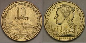 AFARS & ISSAS 10 Francs 1975 - Aluminium-Bronze - aUNC - 2726 *