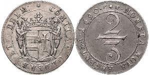 Altdeutsche Münzen und Medaillen Oldenburg Christian V., König von Dänemark, Graf von Oldenburg und Delmenhorst, 1676-1699. 2/3 Taler 1690 CW, Glückstadt. Münzmeister Christopher Woltereck. Wilde ...