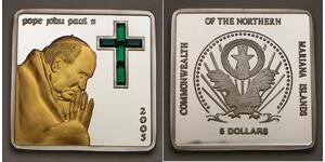 NORTHERN MARIANA ISLANDS 5 Dollars 2005 Proof - Silver .925 - John Paul II -616*