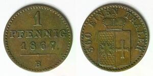WALDECK PYRMONT 1 Pfennig 1867 B - Copper - Georg Victor - VF/XF - 1096