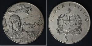 SAMOA 1 Tala 1977 - Copper/Nickel - Lindbergh's New York to Paris flight - 3979