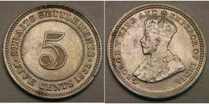 STRAITS SETTLEMENTS 5 Cents 1935 - Silver 0.6 - Geroge V. - UNC - 1004 *