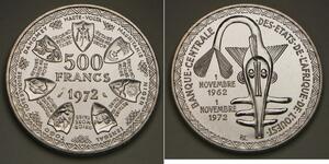 WESTERN AFRICAN STATES 500 Francs 1972 - Silver 0.9 - Monetary Union - UNC -144*