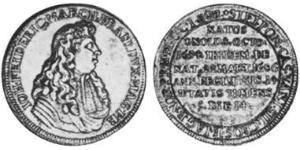 1/2 Thaler Principality of Ansbach (1398–1792) Silver John Frederick, Margrave of Brandenburg-Ansbach (1654 – 1686)
