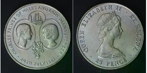 SAINT HELENA 25 Pence (Crown) ND(1981) - Copper/Nickel - Wedding - aUNC - 2026