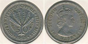 50 Mill British Cyprus (1878 - 1960) Níquel/Cobre 