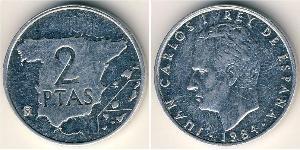 2 Peseta Reino de España (1976 - ) Kupfer/Nickel Juan Carlos I (1938 - )