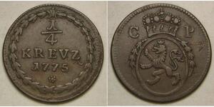 PFALZ (Germany) 1/4 Kreuzer 1775 - Copper - Karl IV. Theodore - VF+ - 4074 *