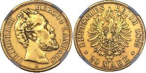 20 Mark Anhalt-Dessau (1603 -1863) Oro Federico I di Anhalt (1831-1904)