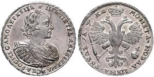 Russland. Peter der Große 1689-1725. Rubel 1721, Moskau. Signatur K, über dem Kopf Rosette. Diakov 2.22 ff, Davenport 1655, Bitkin 481 ff. Prachtexemplar. Winziger Kratzer, vorzüglich - Stempelglanz