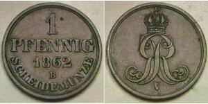 HANNOVER (German Kingdom) 1 Pfennig 1862 B - Copper - George V. - VF/XF - 849 *