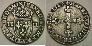 FRANCE 1/4 Ecu 1589 L - Silver 0.917 - Henri III. - VF- - 3622 *