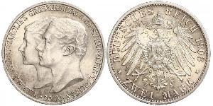 3 Марка Саксен-Веймар-Эйзенах (1809 - 1918) Серебро Вильгельм Эрнст Саксен-Веймар-Эйзенахский
