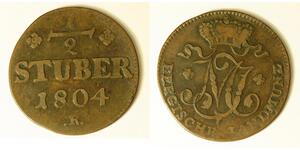 BERG (German State) 1/2 Stuber 1804 R - Copper - Joseph Maximilian IV - 2274