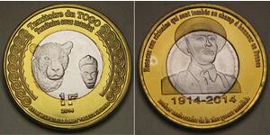 TOGO 1 Franc 2014 - 100th Anniversary of  Beginning of W. W. I - aUNC - 3530 *