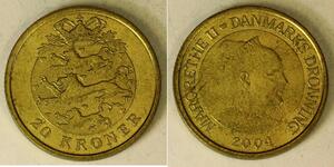 DENMARK 20 Kroner 2004 - Aluminum/Bronze - Margrethe II. - aUNC - 427