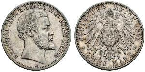 2 Mark Principality of Reuss-Greiz (1778 - 1918) 銀 Heinrich XXII (1859 - 1902)