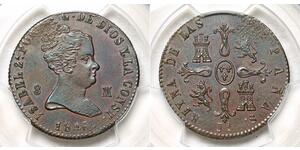 8 Maravedi Kingdom of Spain (1814 - 1873) Rame Isabella II of Spain (1830- 1904)