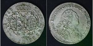 SAXONY ALBERTINE 1/6 Thaler 1763 FWoF - Silver - Friedrich August II. - 512