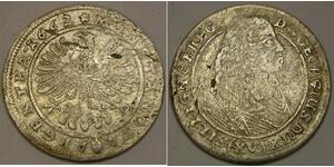 SILESIA LIEGNITZ BRIEG 15 Kreuzer 1662 - Silver - Georg III. - VF+ - 3003 *
