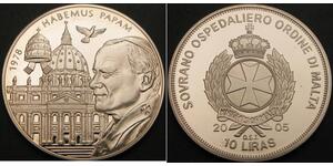 ORDER OF MALTA 10 Liras 2005 Proof - Pope John Paul II Habemus Papam - 1333 