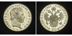 20 Kreuzer Imperio austríaco (1804-1867) Plata Ferdinand I of Austria (1793 - 1875)