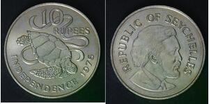 SEYCHELLES 10 Rupees 1976 - Copper/Nickel - Declaration of Independence - 726
