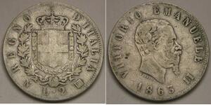 ITALY 2 Lire 1863 N BN - Silver 0.835 - Vittorio Emanuele II. - VF - 1751 *