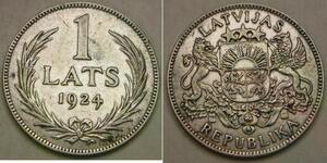 LATVIA 1 Lats 1924 - Silver 0.835 - VF/XF - 1809 *
