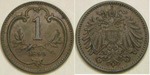 AUSTRIA 1 Heller 1899 - Bronze - Franz Joseph - aUNC - 1826 *