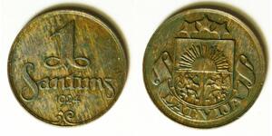 LATVIA 1 Santims 1924 - Bronze - aUNC - 3883