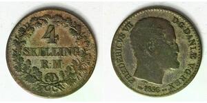 DENMARK 4 Skilling Rigsmont 1856 VS - Silver 0.250 - Frederik VII. - 4636