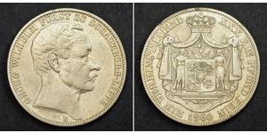  
  
 1860,  Schaumburg-Lippe, Prince Georg. Silver Thaler Coin. Only 8,356 Struck! 
  
 Mint Year: 1860 References: KM-46. Denomination: Thaler   Mint Place: Hannover (B)  Condition: A well-circ ...