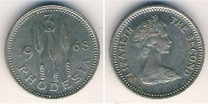 3 Penny Rhodésie (1965 - 1979) Cuivre/Nickel 
